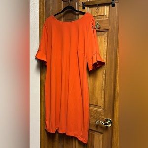 Orange Short Sleeve Calvin Klein Dress, Size 22